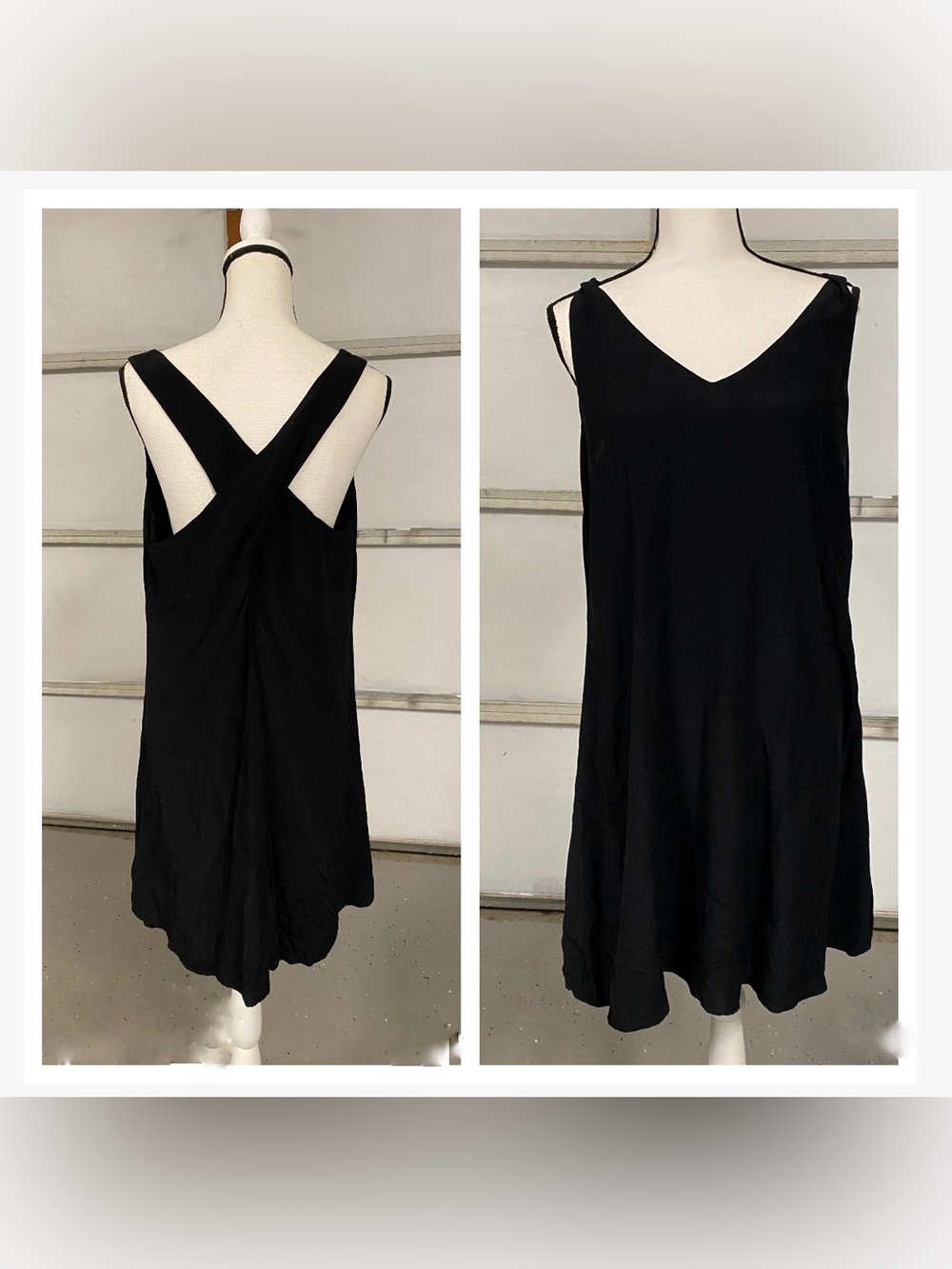 CUTE Loft Black Lined Cross Back Swing Dress Sundress size LARGE